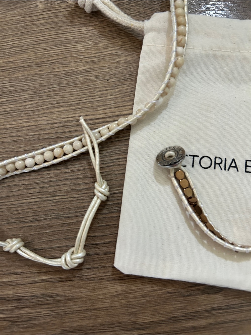 Victoria Emerson Wrap Bracelet in Cream, Amber and Silver - Picture 3 of 4